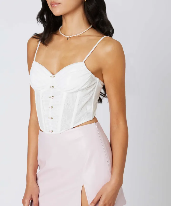 Sleeveless Rosette Mesh Corset Top