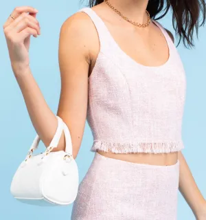 Sleeveless Round Neck Top With Frayed Hem