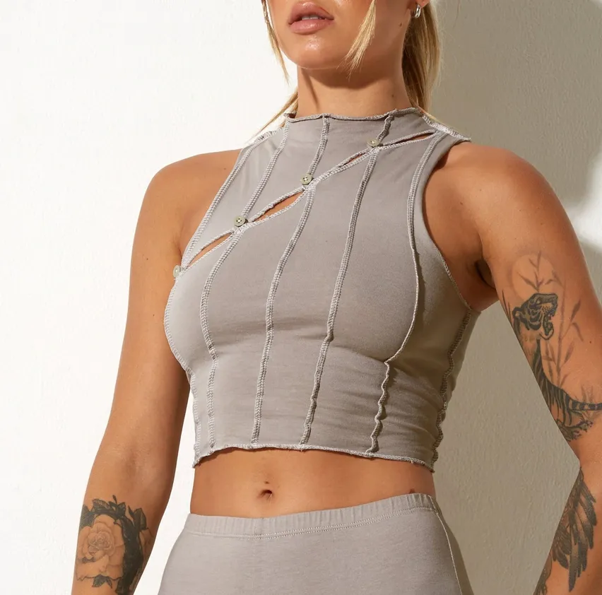 Sleeveless Seam Detailing Crop Top