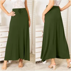 Soft Drawstring Waist Maxi Skirt