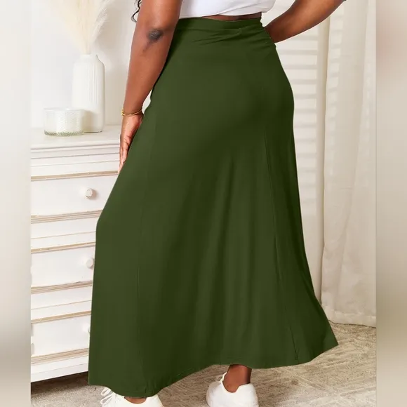 Soft Drawstring Waist Maxi Skirt