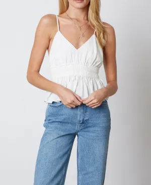 Spaghetti Strap Ruch Peplum Crop Top