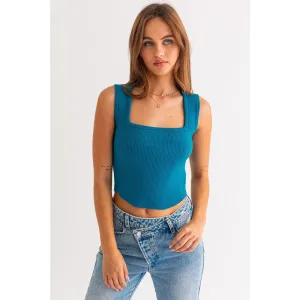 Square Neck Sleeveless Sweater Top