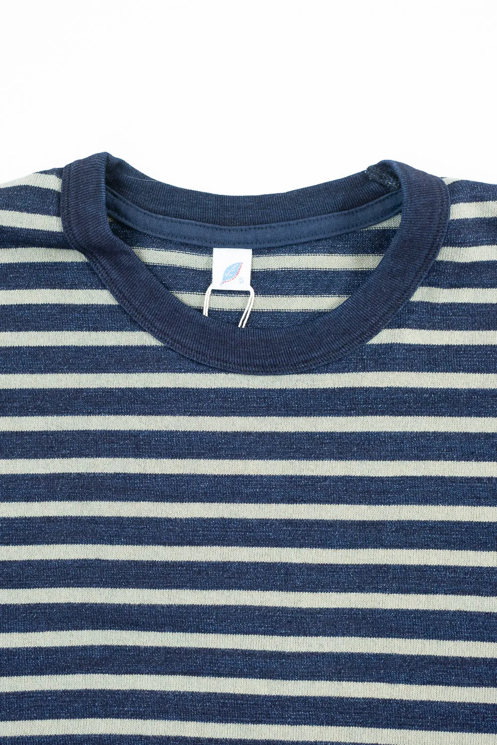 SS-5407-1 - Knitted Heavyweight Striped Tee Shirt - Indigo, Beige
