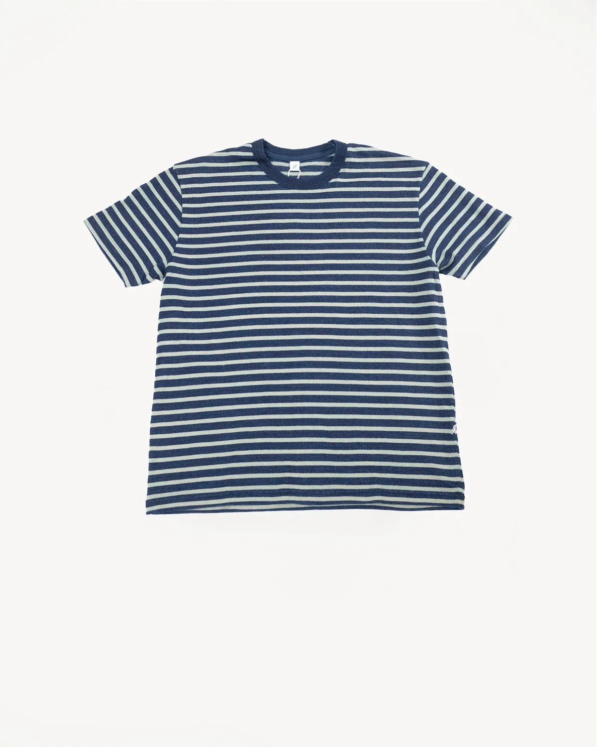 SS-5407-1 - Knitted Heavyweight Striped Tee Shirt - Indigo, Beige