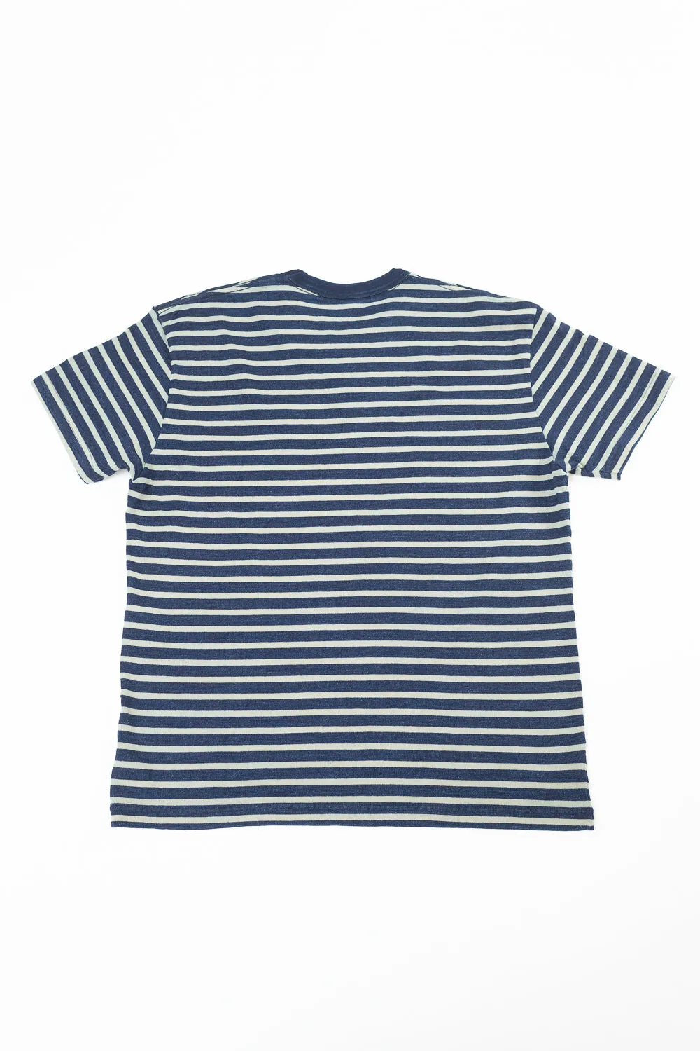 SS-5407-1 - Knitted Heavyweight Striped Tee Shirt - Indigo, Beige