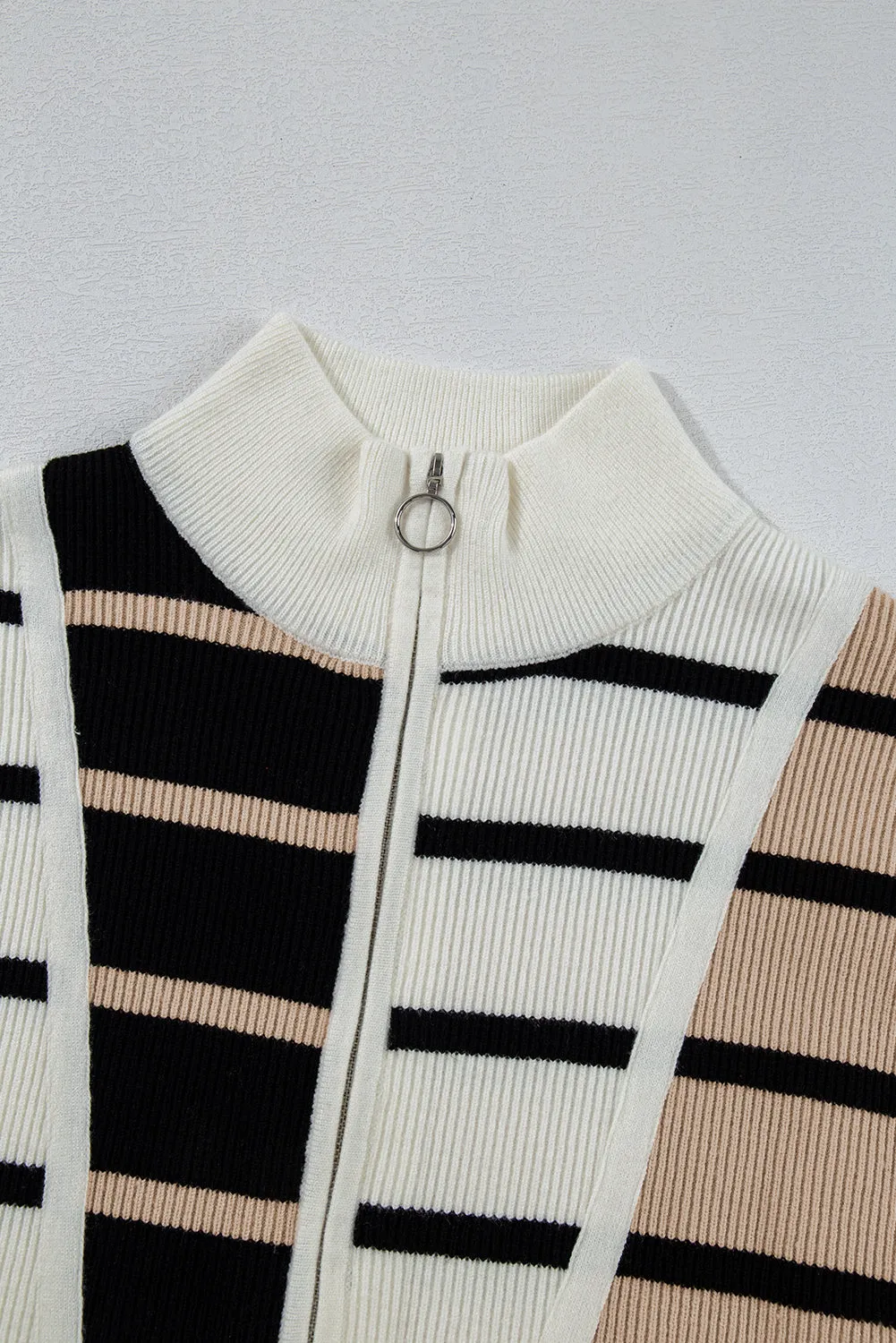 Stamford Black Stripe Quarter Zip Knit Vest