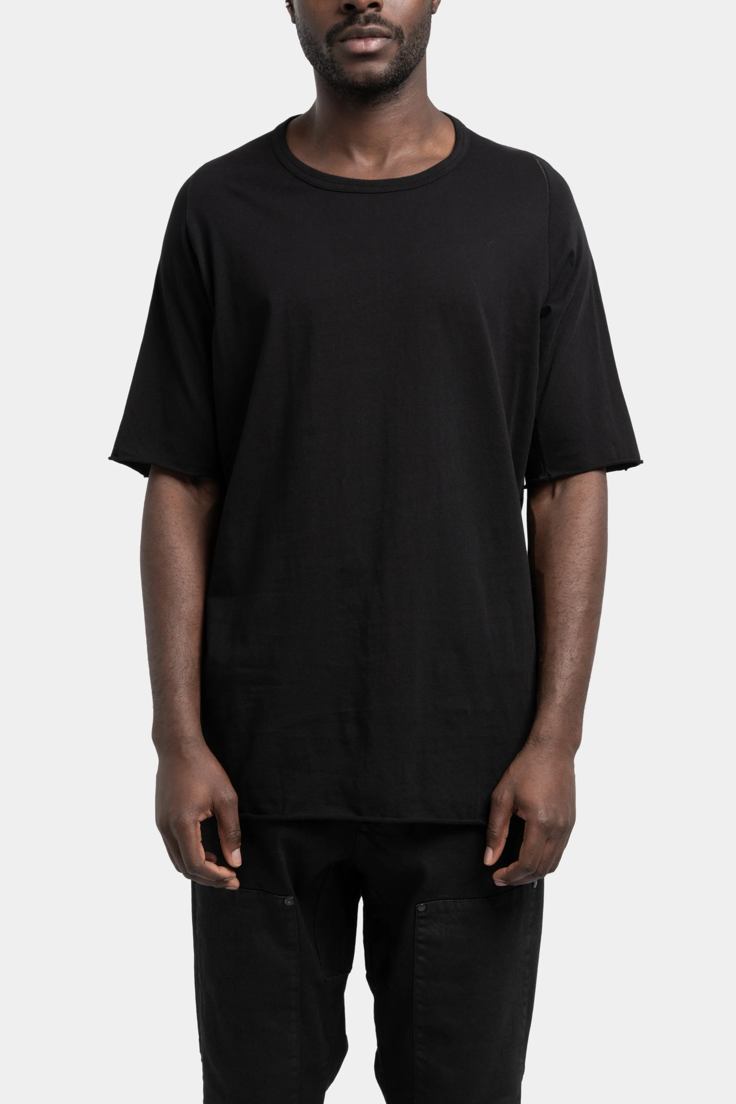 Staple spine detail raglan t-shirt, Black
