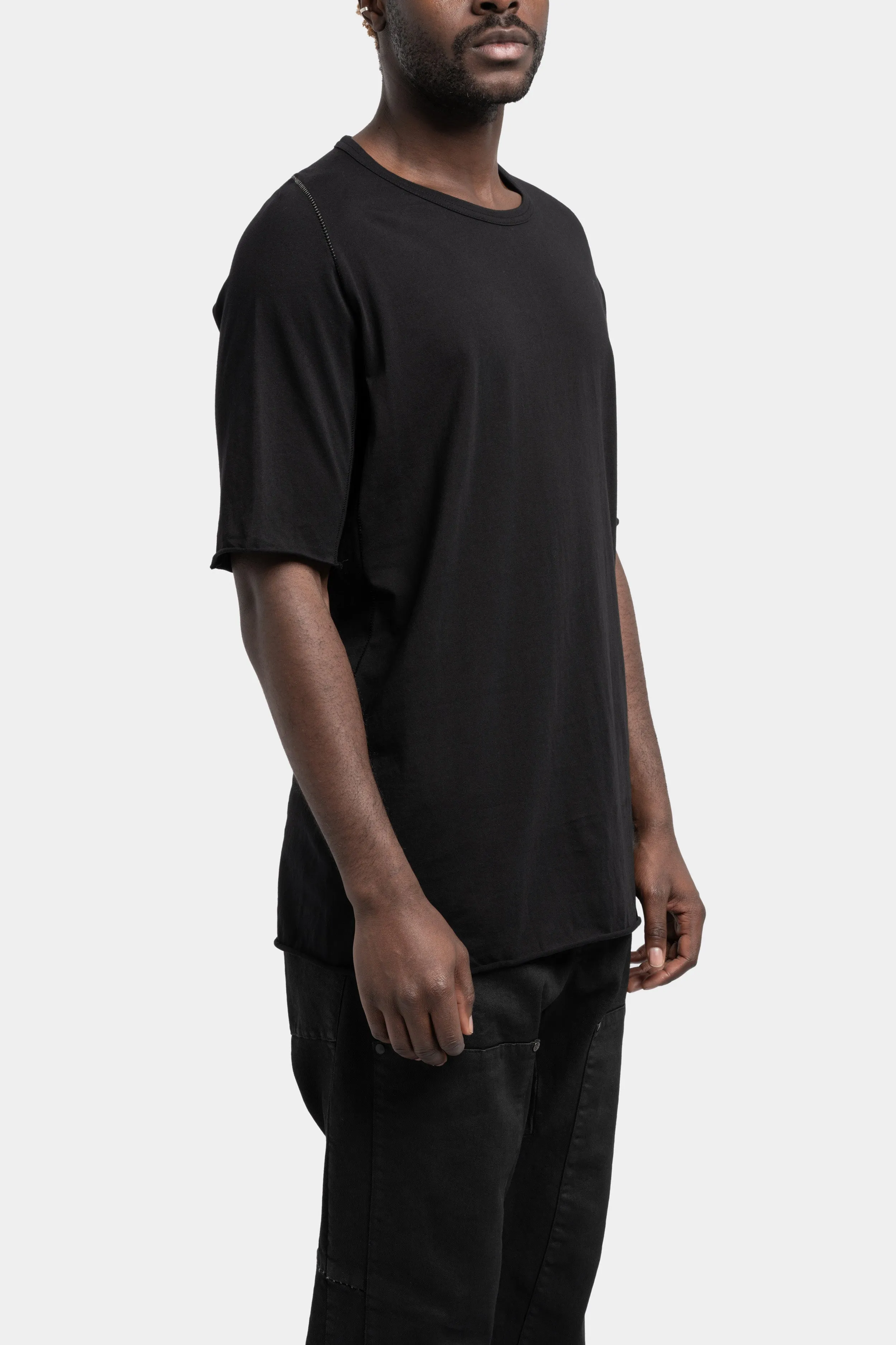 Staple spine detail raglan t-shirt, Black