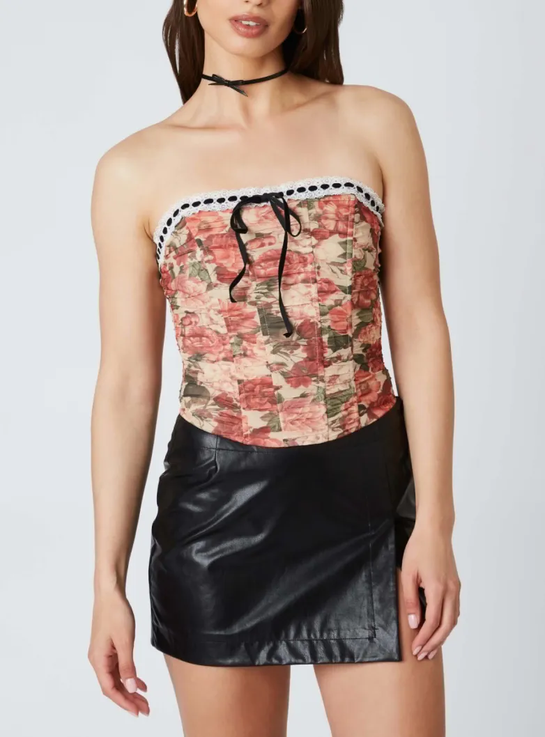 Strapless Floral Corset Top