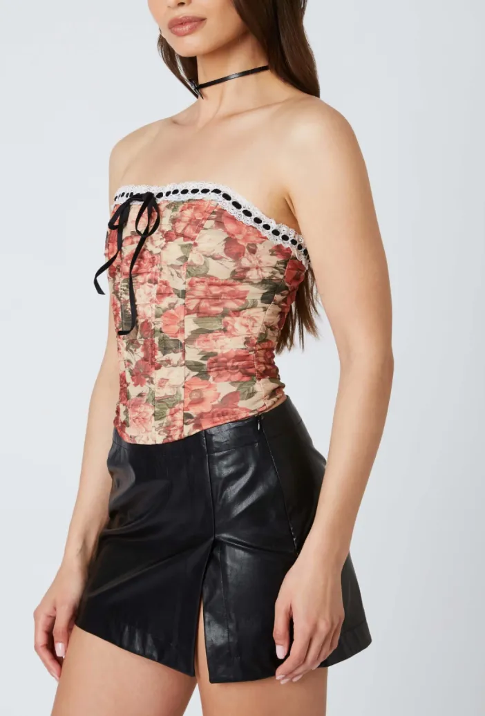 Strapless Floral Corset Top