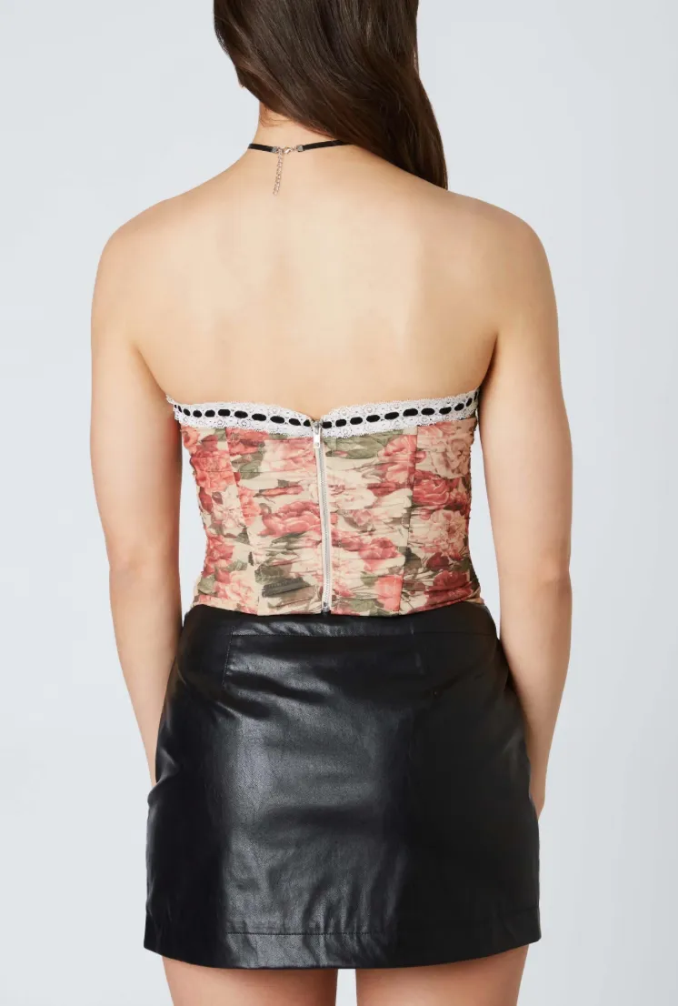 Strapless Floral Corset Top