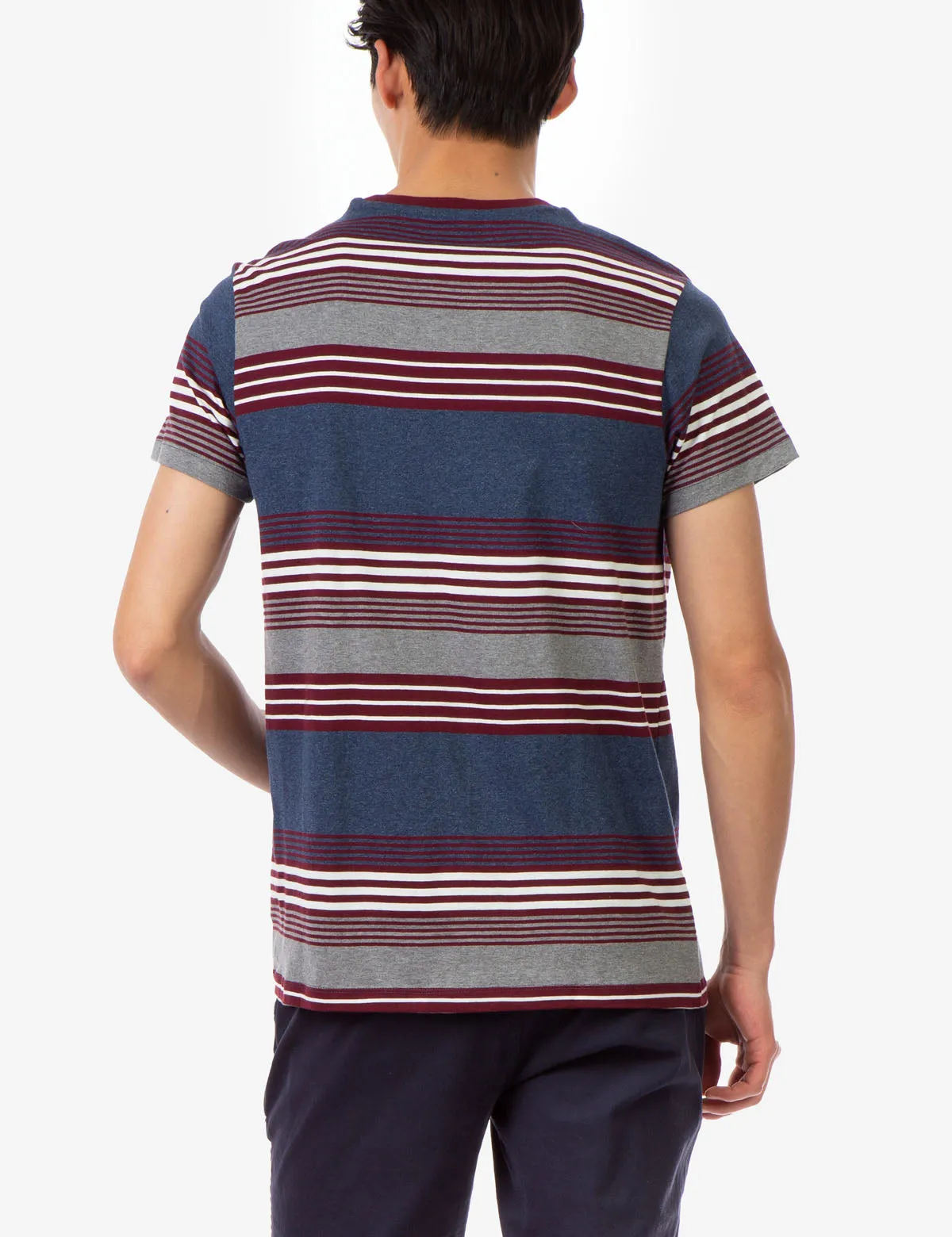 STRIPE HEATHER CREW NECK T-SHIRT