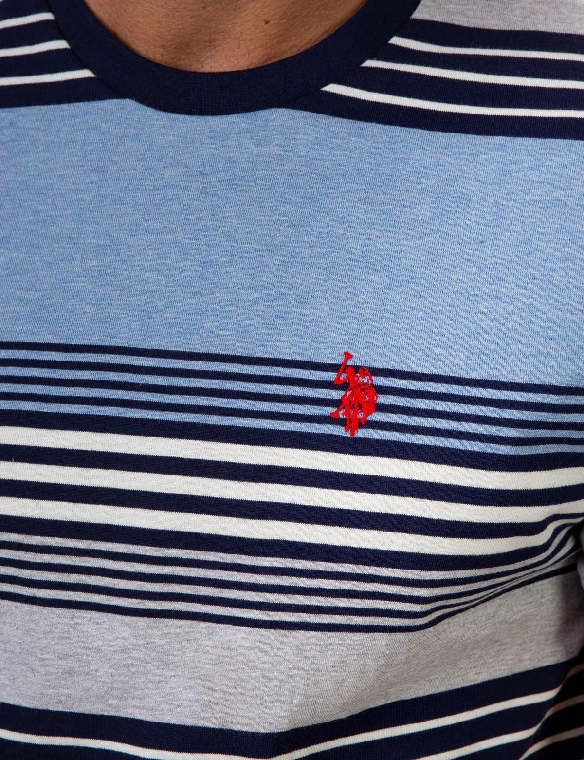 STRIPE HEATHER CREW NECK T-SHIRT