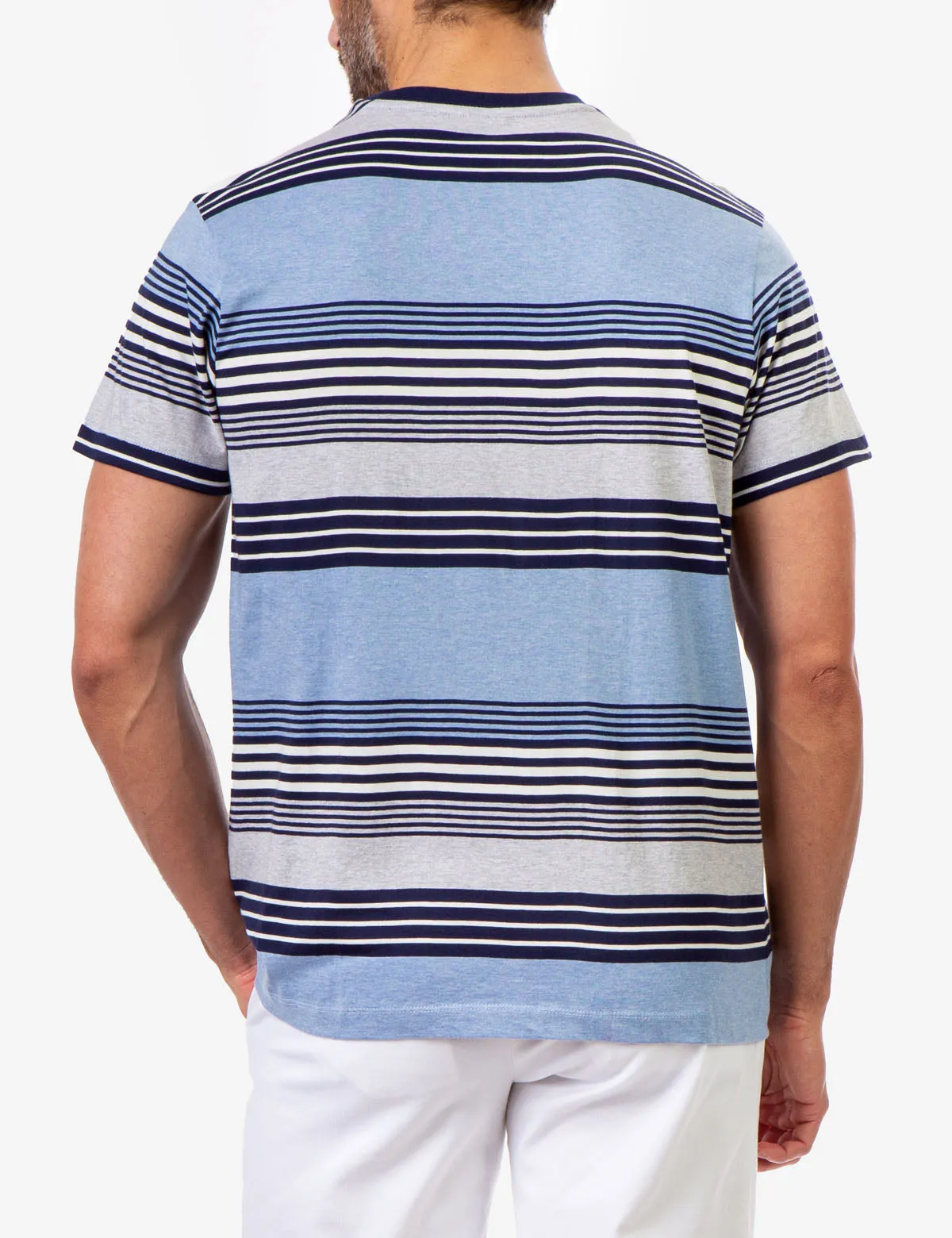 STRIPE HEATHER CREW NECK T-SHIRT