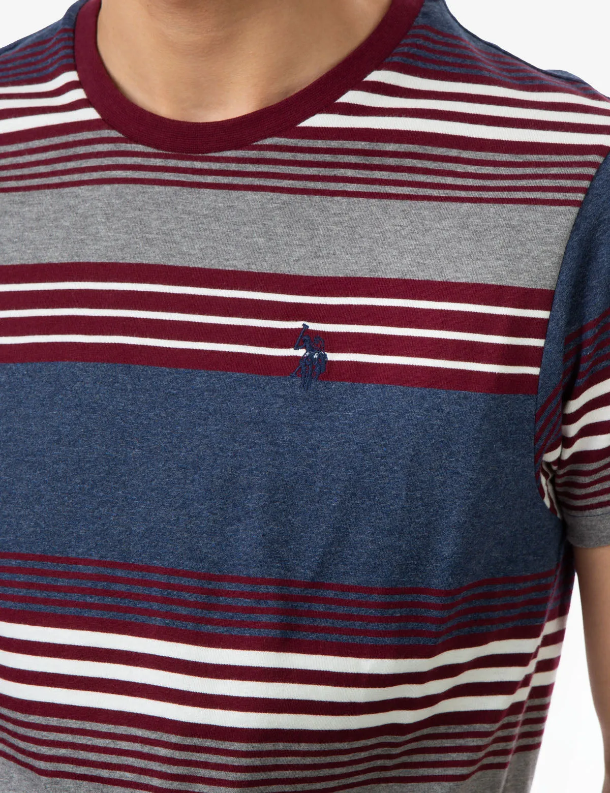 STRIPE HEATHER CREW NECK T-SHIRT
