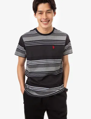 STRIPE HEATHER CREW NECK T-SHIRT