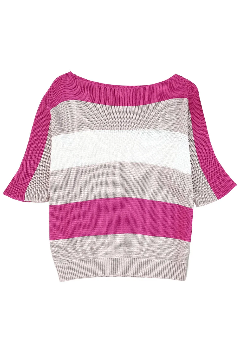 Stripe Knit Half Sleeve Sweater