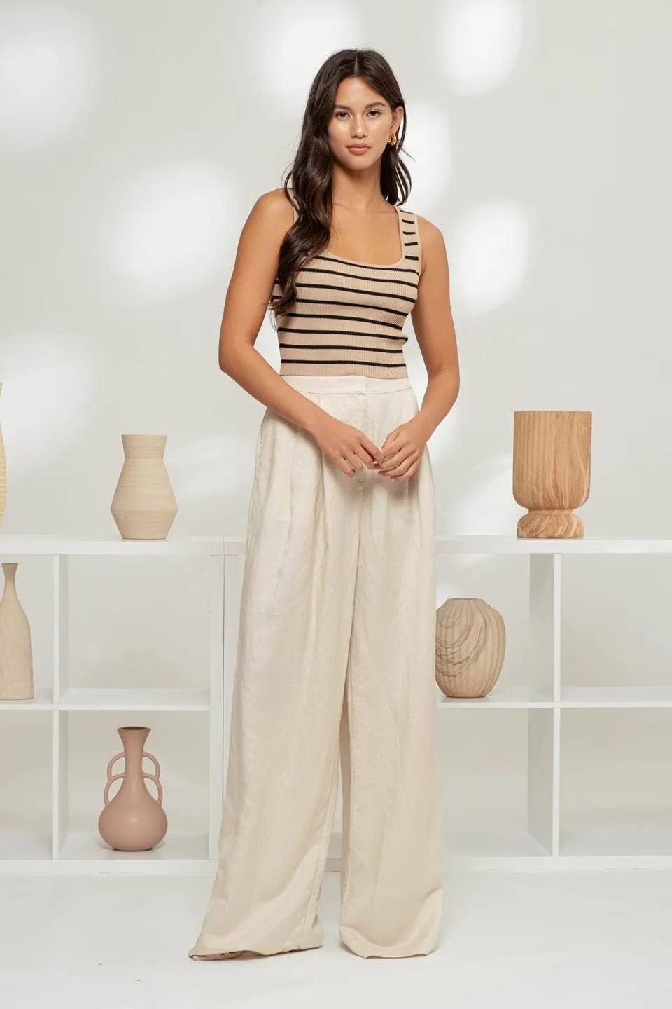 STRIPE SWEATER KNIT TANK TOP