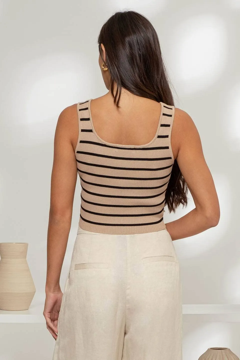 STRIPE SWEATER KNIT TANK TOP