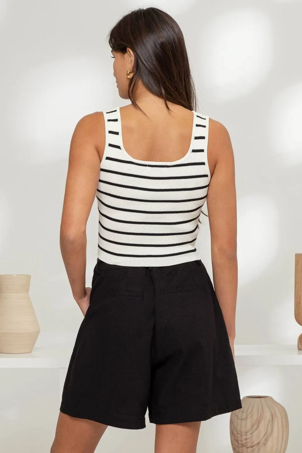 STRIPE SWEATER KNIT TANK TOP