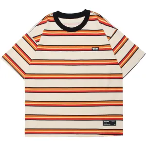 Striped Bright Color Matching Tee