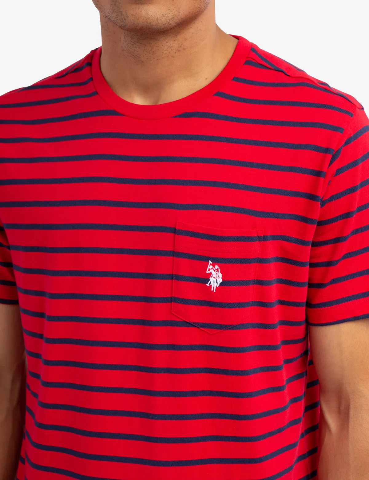 STRIPED CHEST POCKET T-SHIRT