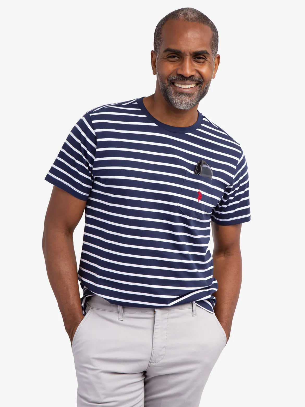 STRIPED CHEST POCKET T-SHIRT