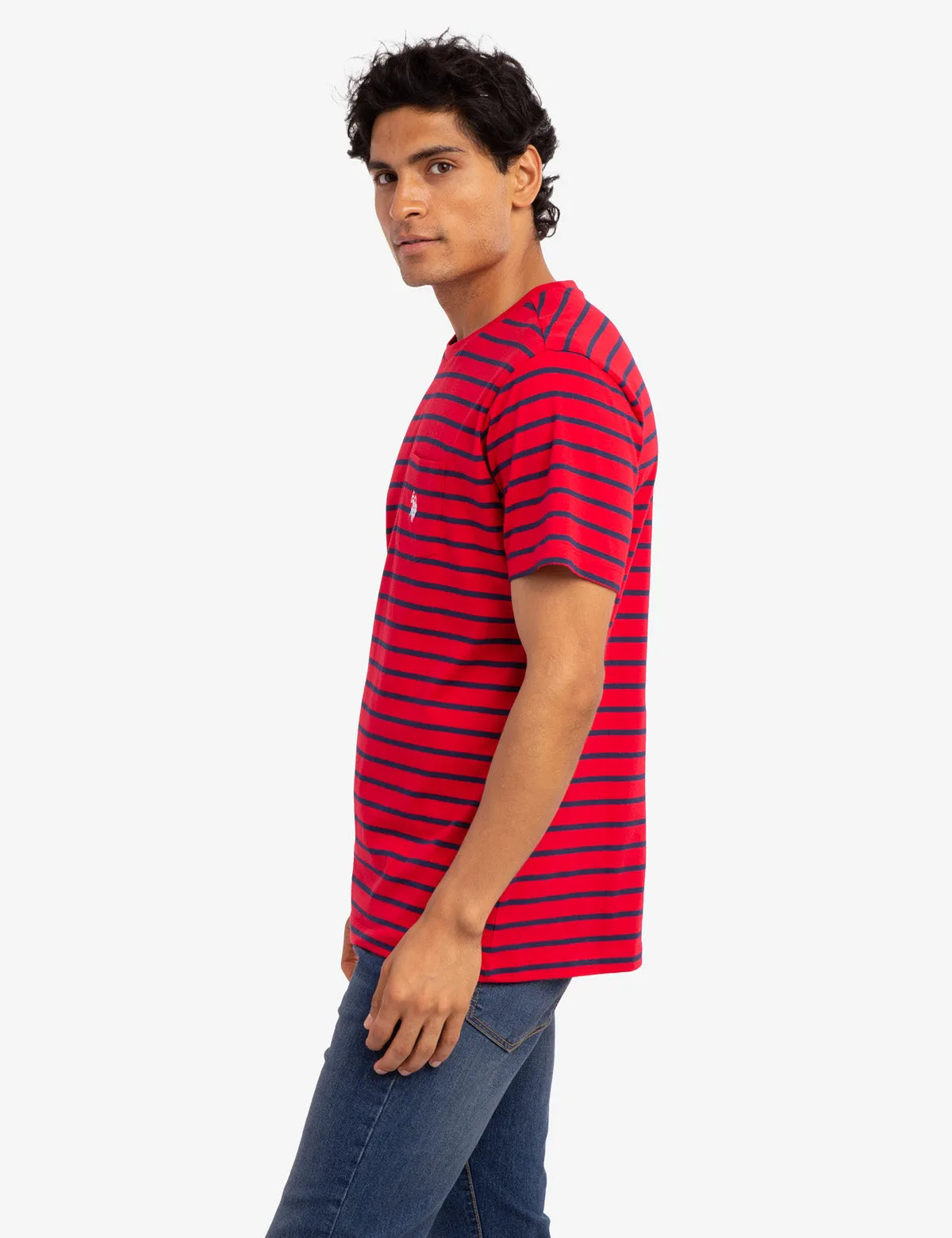 STRIPED CHEST POCKET T-SHIRT