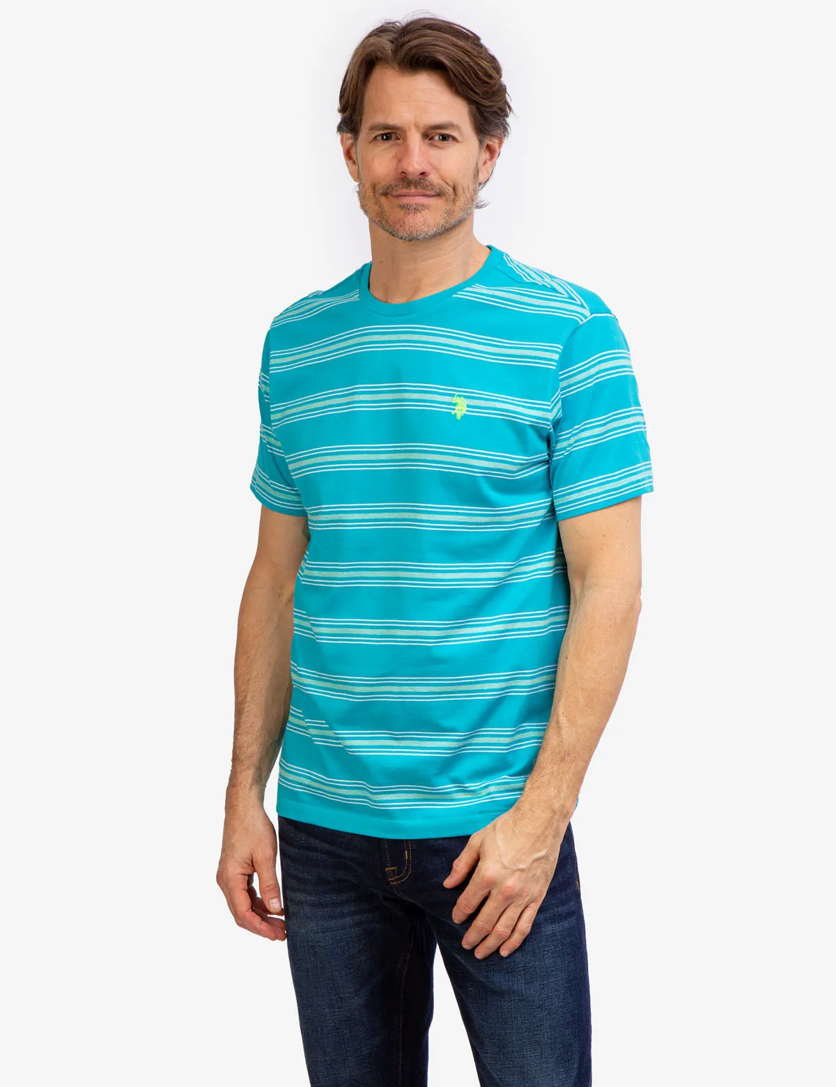 STRIPED JERSEY CREW NECK T-SHIRT