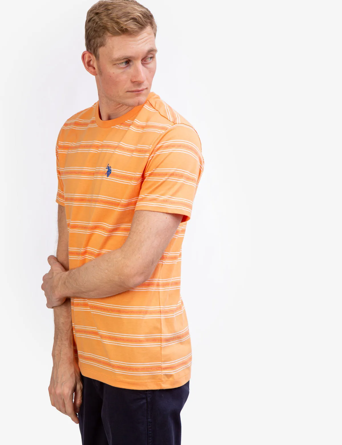STRIPED JERSEY CREW NECK T-SHIRT