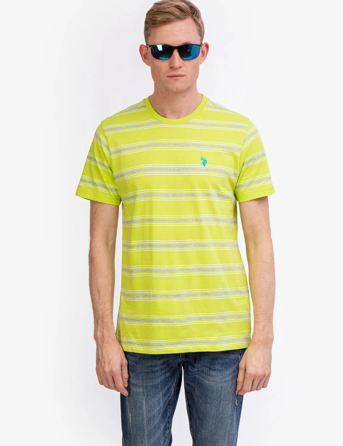 STRIPED JERSEY CREW NECK T-SHIRT