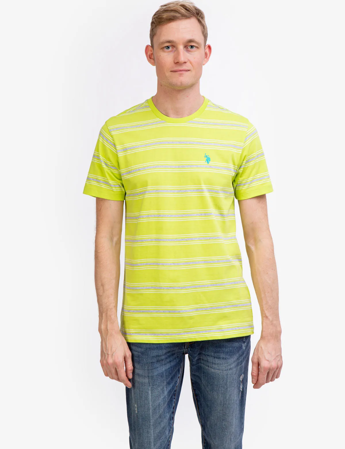 STRIPED JERSEY CREW NECK T-SHIRT