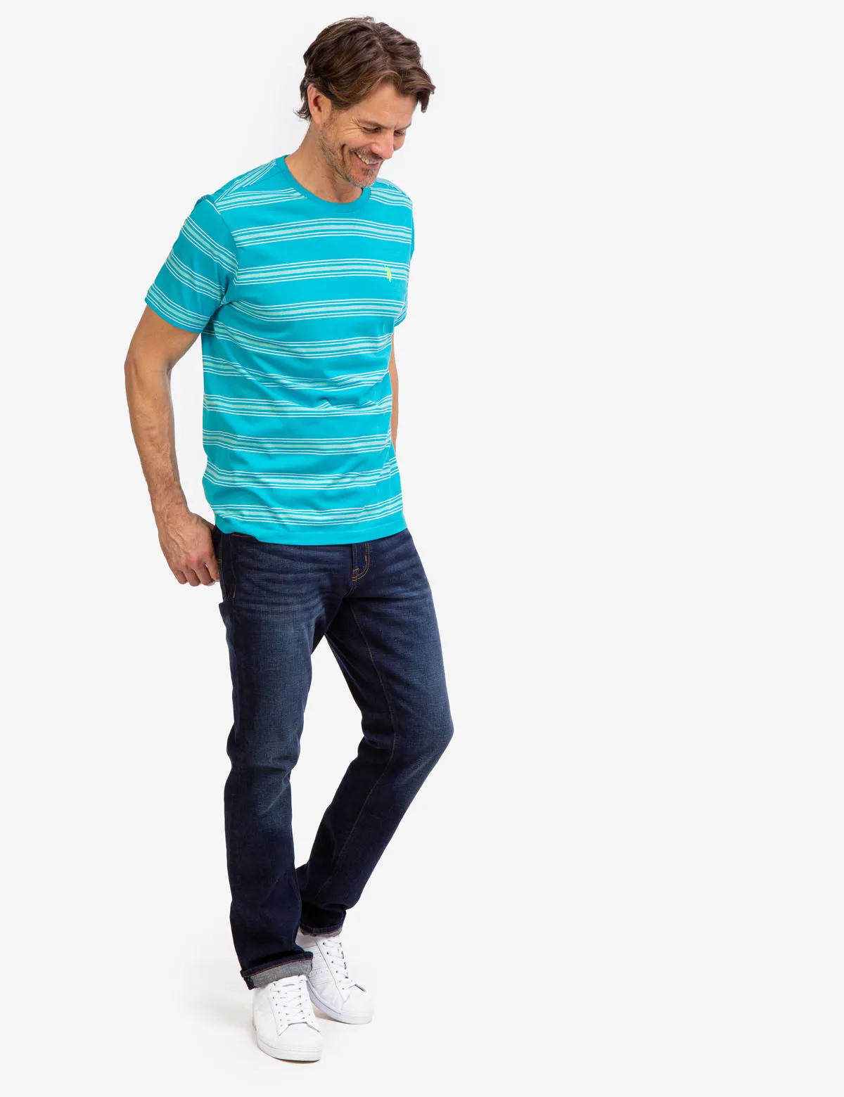 STRIPED JERSEY CREW NECK T-SHIRT