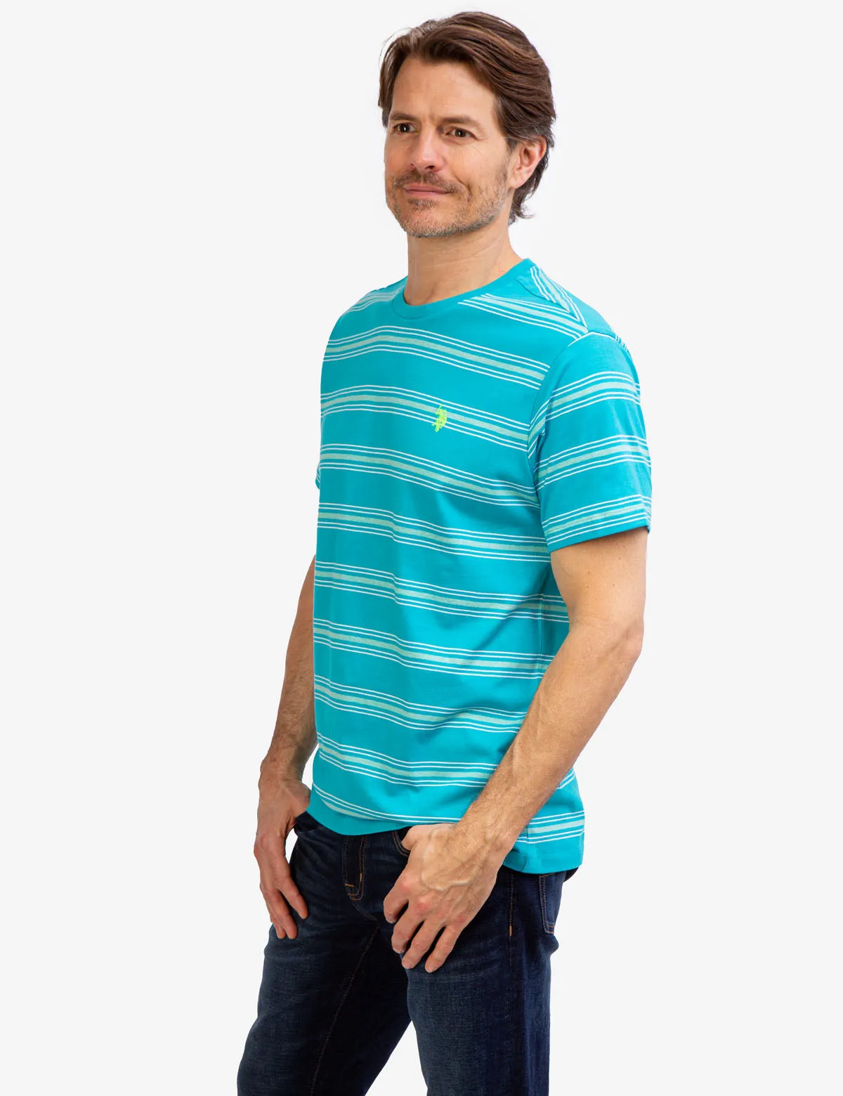 STRIPED JERSEY CREW NECK T-SHIRT