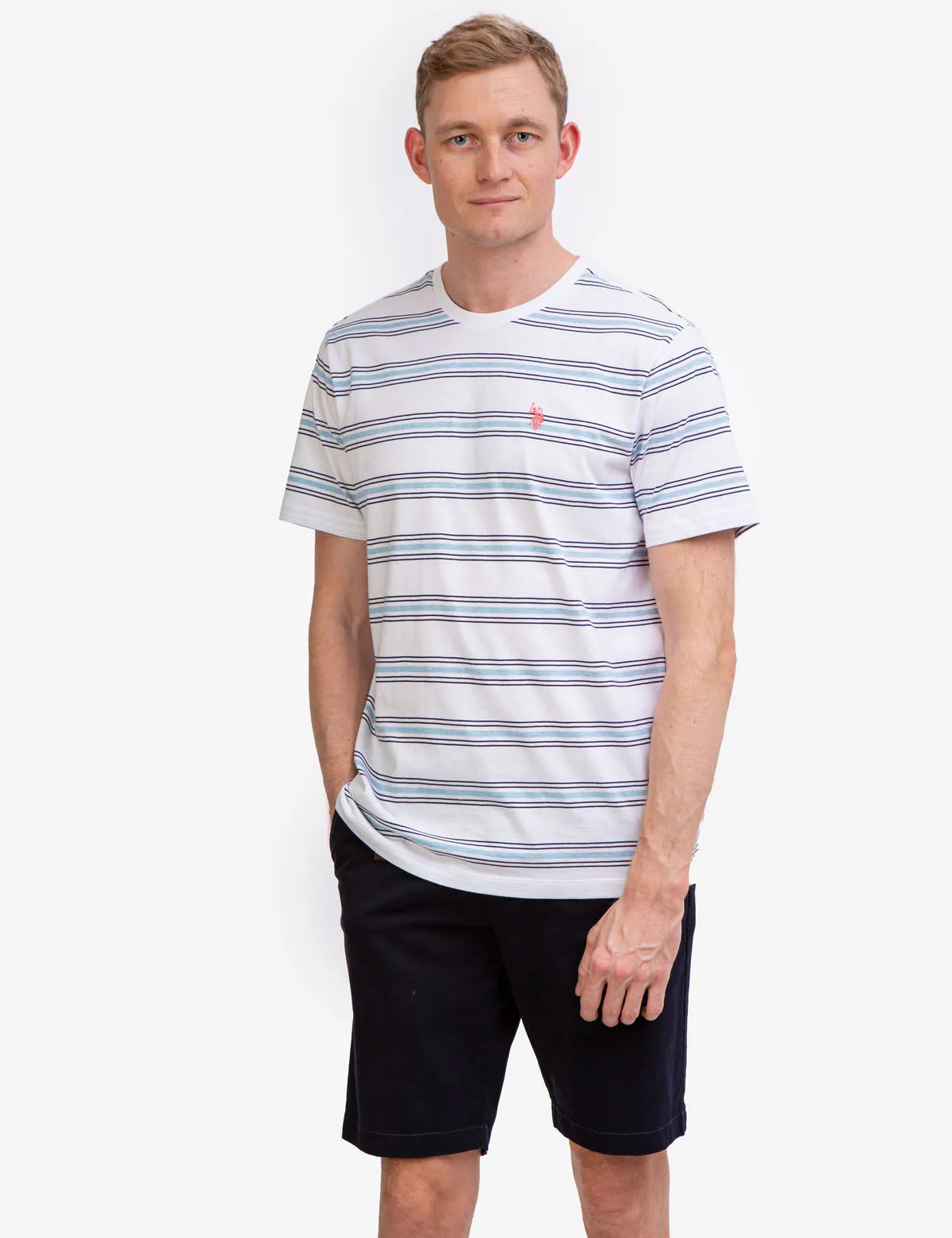 STRIPED JERSEY CREW NECK T-SHIRT