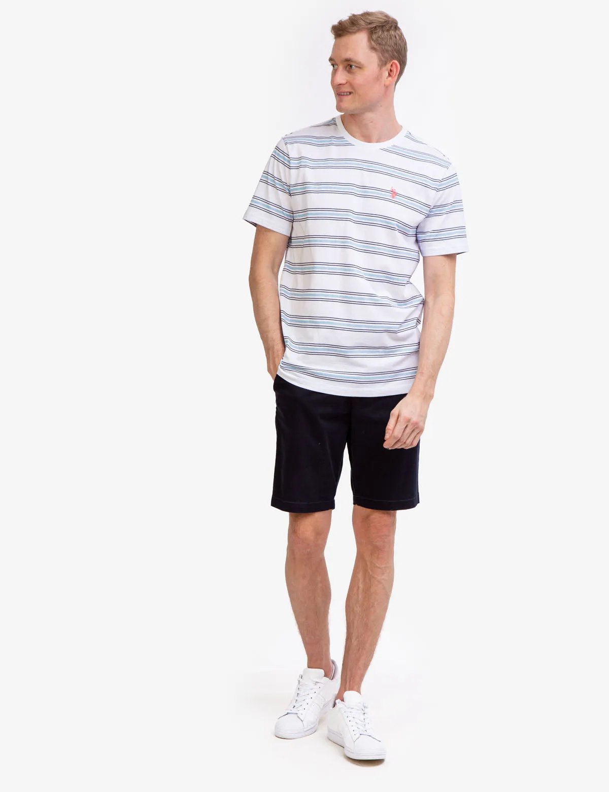STRIPED JERSEY CREW NECK T-SHIRT