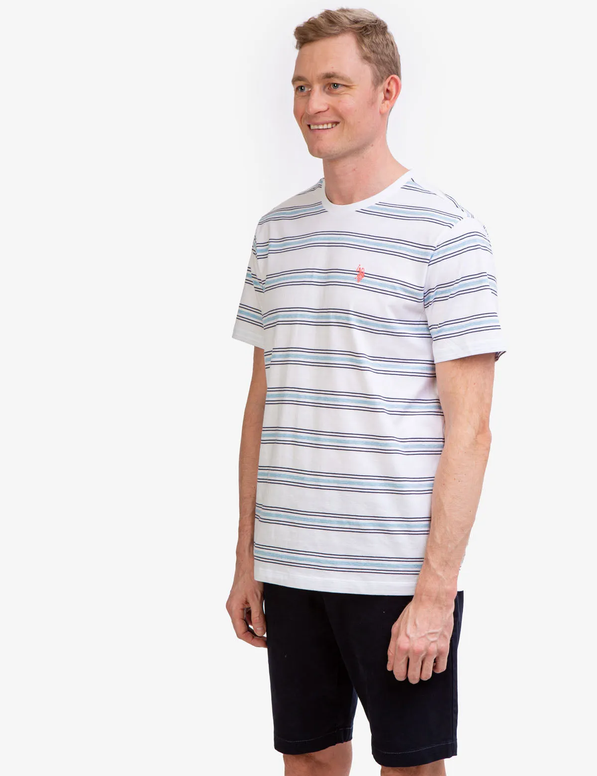 STRIPED JERSEY CREW NECK T-SHIRT