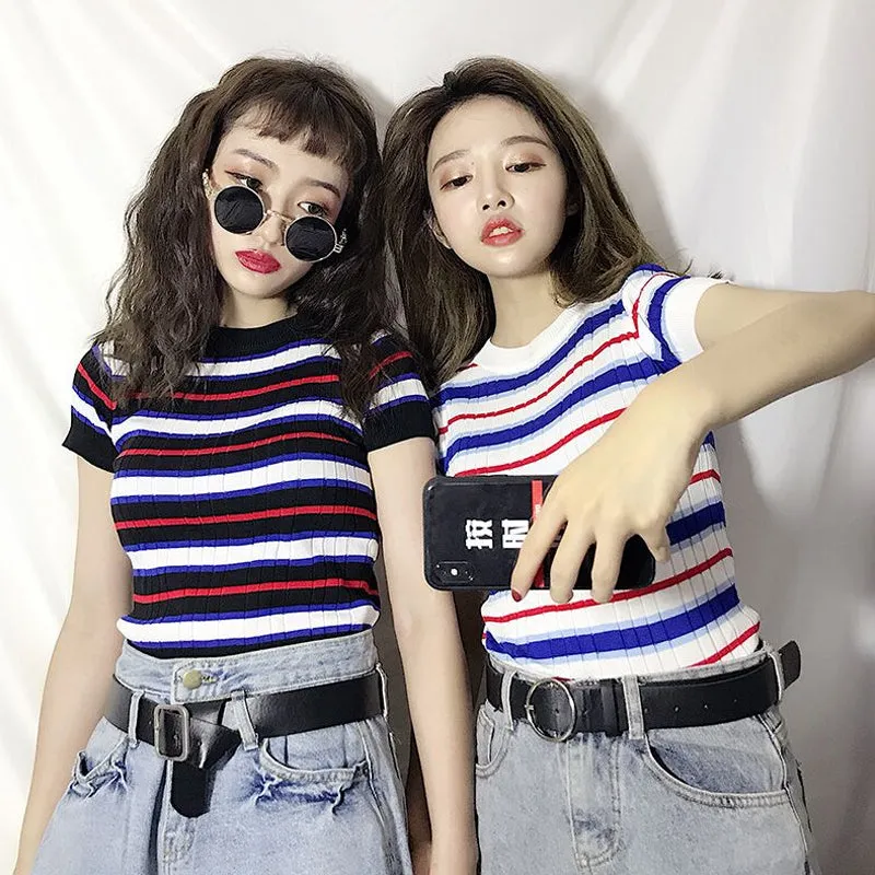 Striped Knit T-Shirt KF30292