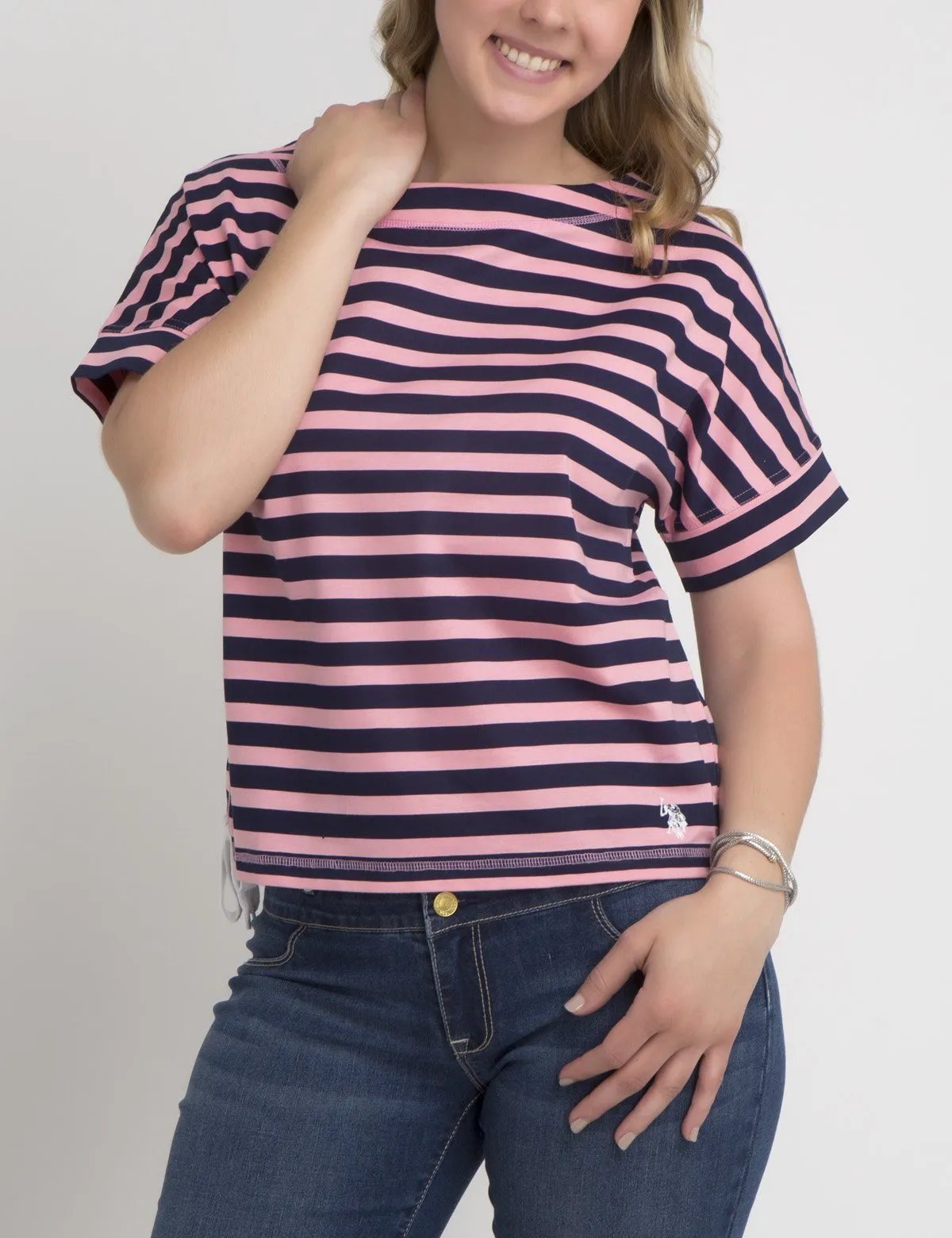 STRIPED LACEUP T-SHIRT