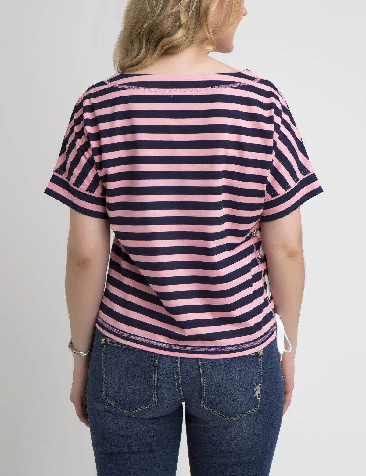 STRIPED LACEUP T-SHIRT