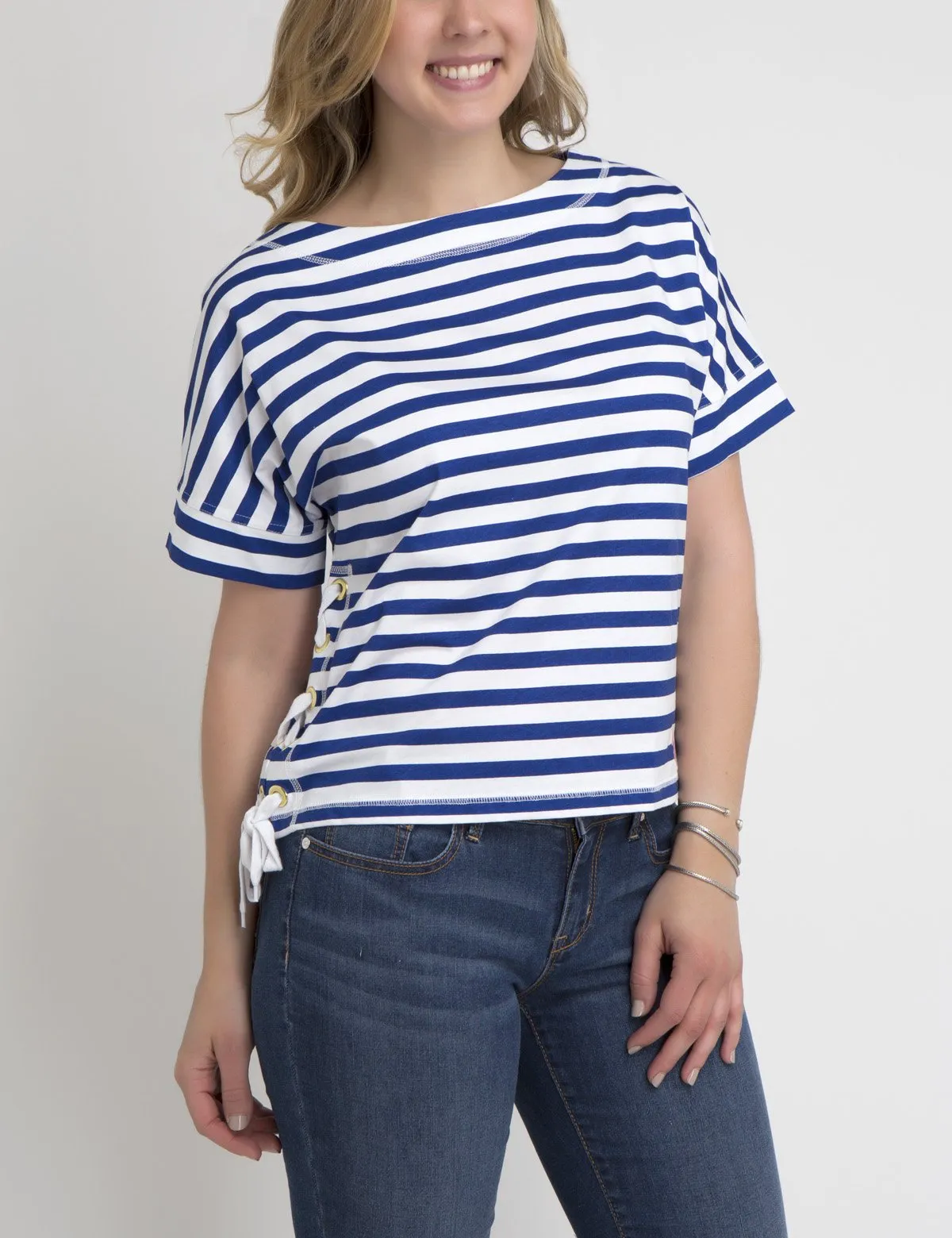 STRIPED LACEUP T-SHIRT