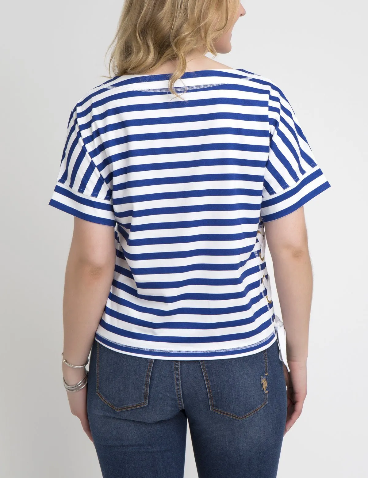 STRIPED LACEUP T-SHIRT