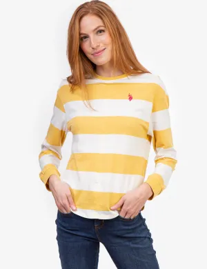 STRIPED LONG SLEEVE CREW NECK TOP