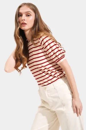 Striped Puff Sleeve Tee