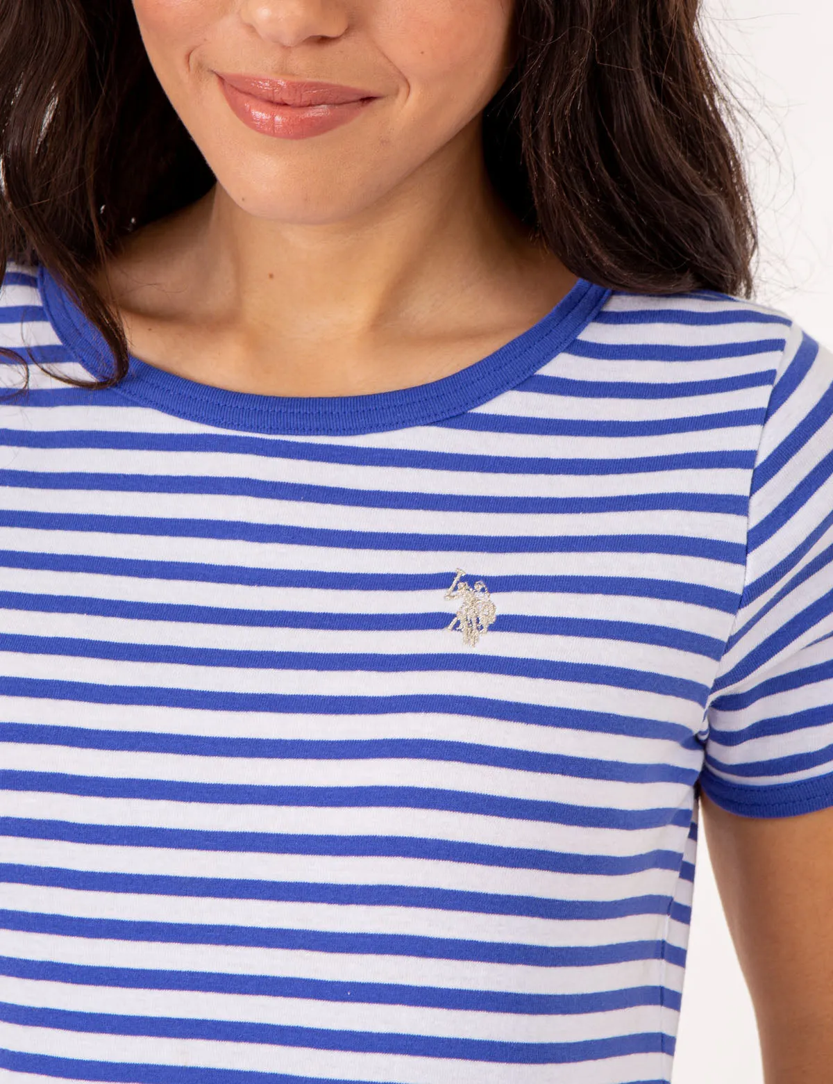 STRIPED RINGER NECK TRIM T-SHIRT