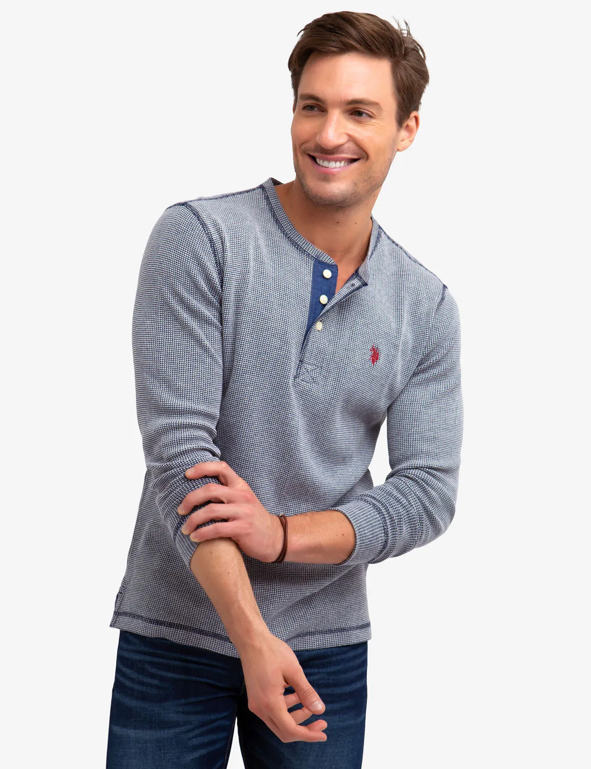 STRIPED THERMAL HENLEY