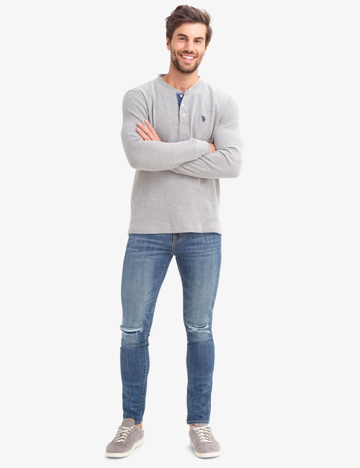 STRIPED THERMAL HENLEY