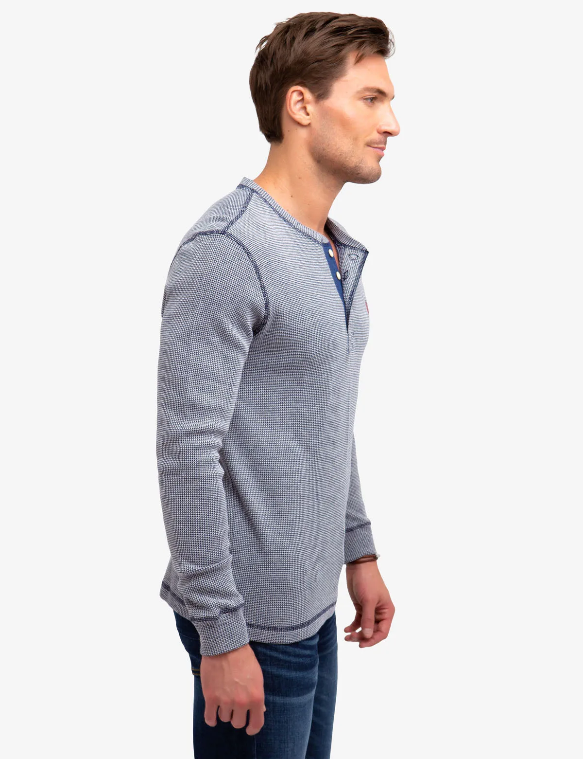 STRIPED THERMAL HENLEY