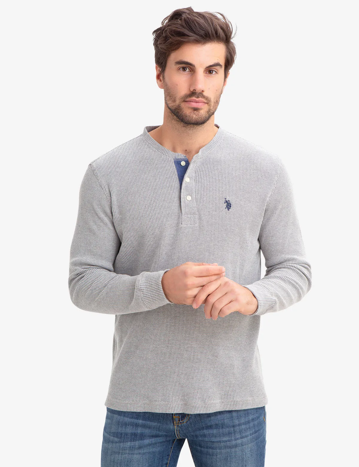 STRIPED THERMAL HENLEY